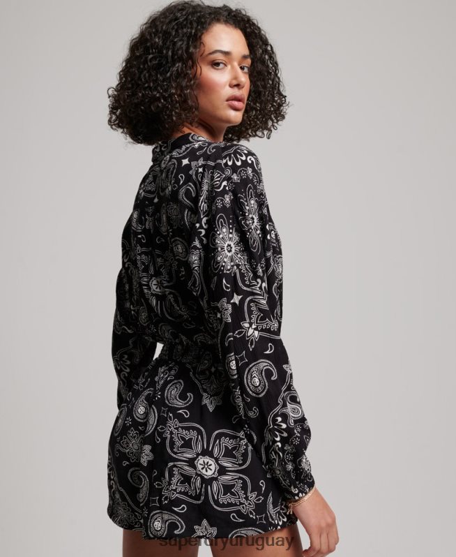 uy Superdry mujer mono de playa vintage negro DT2N8Z4093 ropa