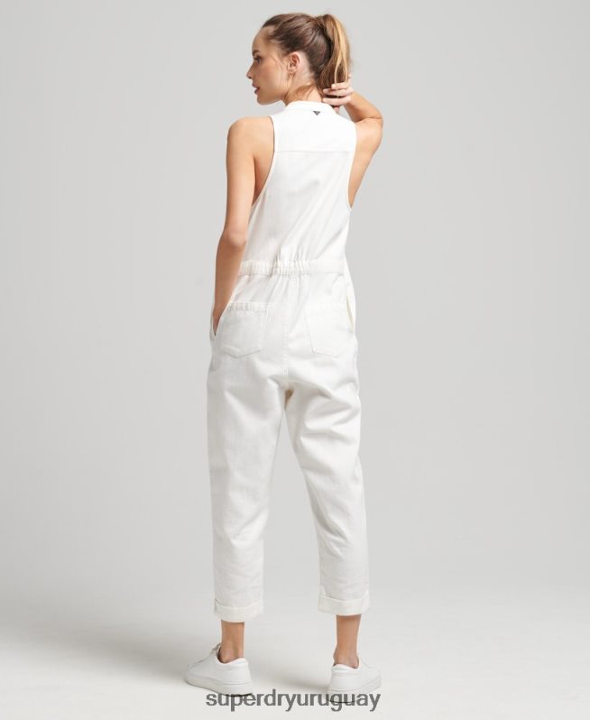 uy Superdry mujer mono sin mangas de tencel blanco DT2N8Z4105 ropa