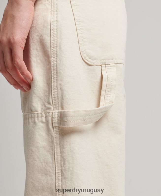 uy Superdry mujer Pantalón carpintero ancho vintage de algodón orgánico crema DT2N8Z2573 ropa