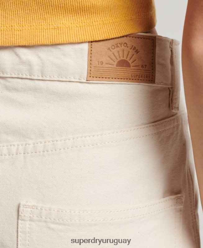 uy Superdry mujer Pantalón carpintero ancho vintage de algodón orgánico crema DT2N8Z2573 ropa