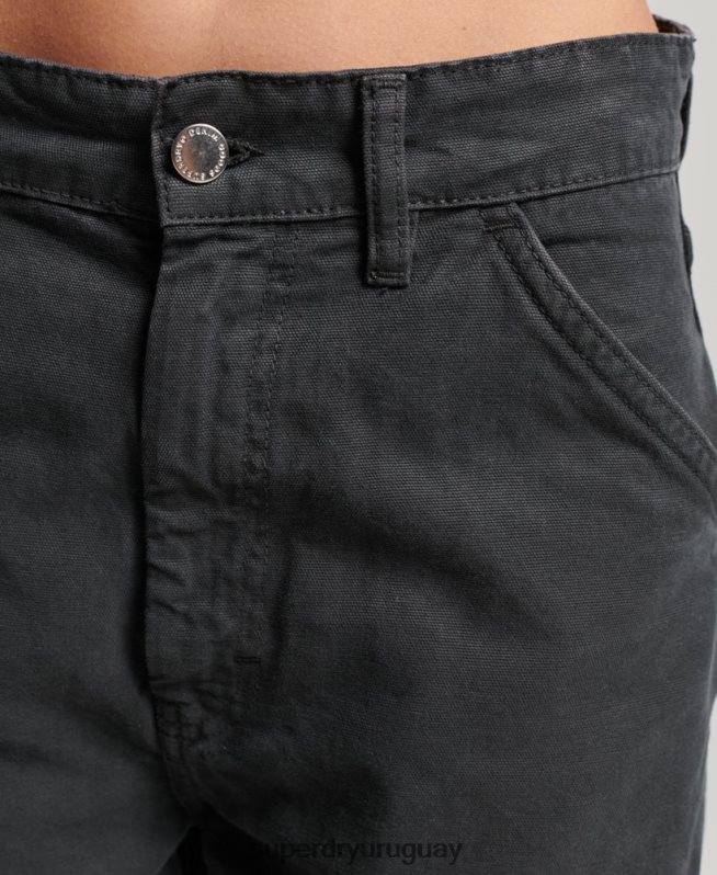 uy Superdry mujer Pantalón carpintero ancho vintage de algodón orgánico gris oscuro DT2N8Z2557 ropa