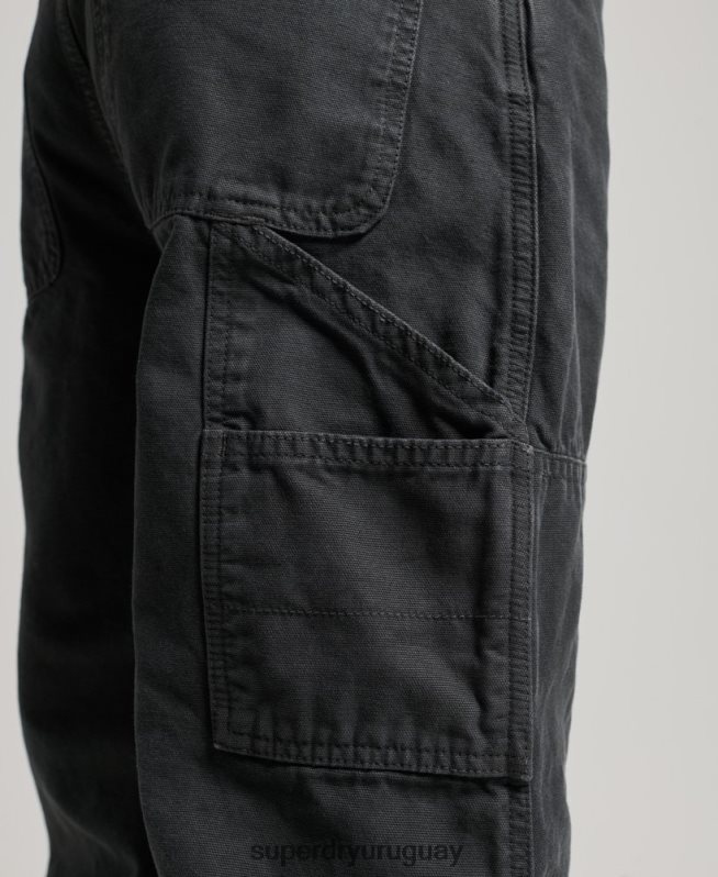 uy Superdry mujer Pantalón carpintero ancho vintage de algodón orgánico gris oscuro DT2N8Z2557 ropa