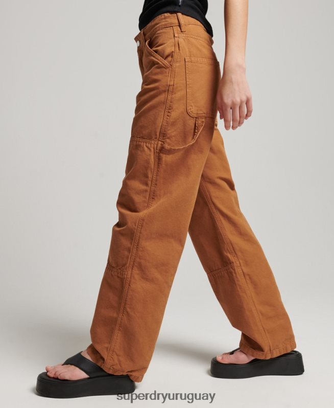 uy Superdry mujer Pantalón carpintero ancho vintage de algodón orgánico marrón DT2N8Z2561 ropa