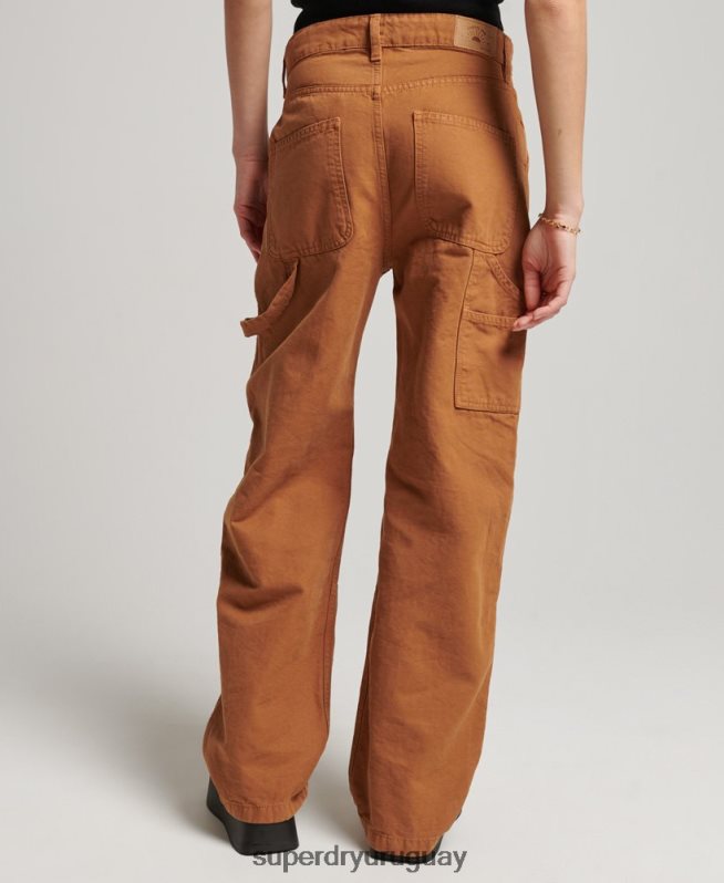 uy Superdry mujer Pantalón carpintero ancho vintage de algodón orgánico marrón DT2N8Z2561 ropa