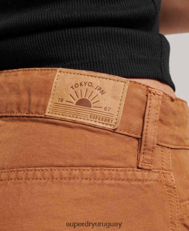 uy Superdry mujer Pantalón carpintero ancho vintage de algodón orgánico marrón DT2N8Z2561 ropa