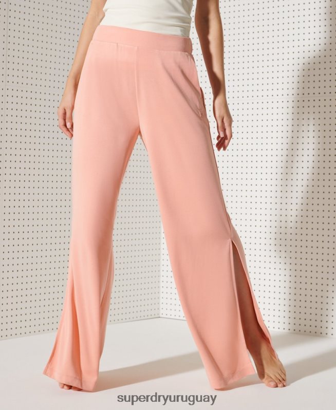 uy Superdry mujer pantalones anchos flexibles rosa DT2N8Z3944 ropa