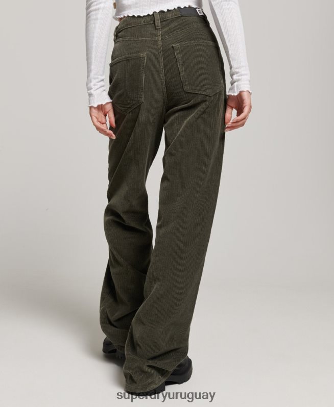 uy Superdry mujer pantalones anchos vintage de pana caqui DT2N8Z2586 ropa