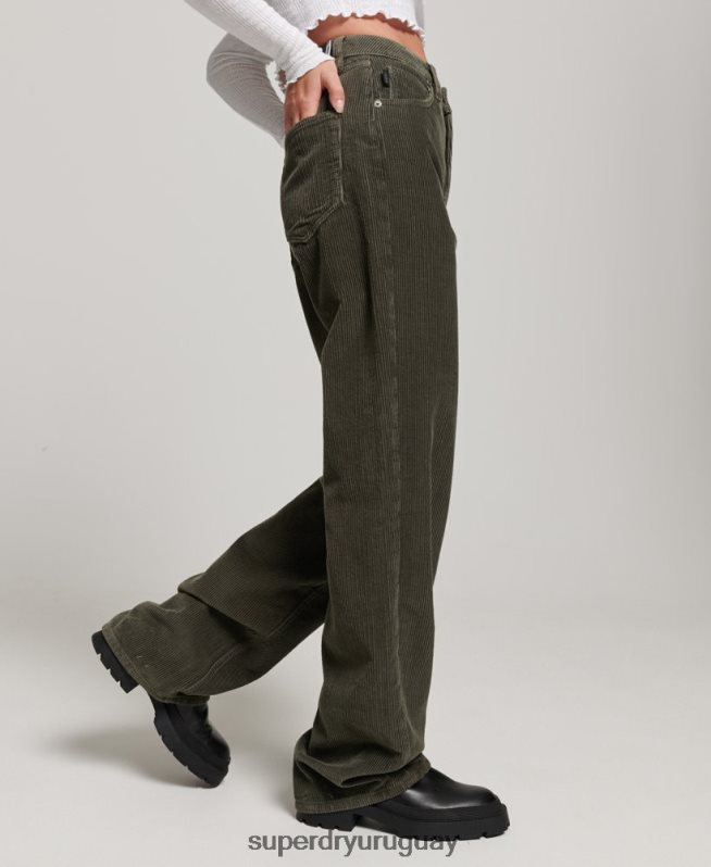 uy Superdry mujer pantalones anchos vintage de pana caqui DT2N8Z2586 ropa