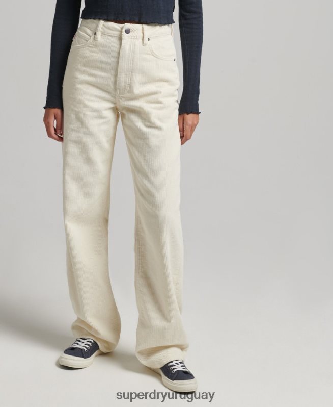 uy Superdry mujer pantalones anchos vintage de pana crema DT2N8Z2587 ropa