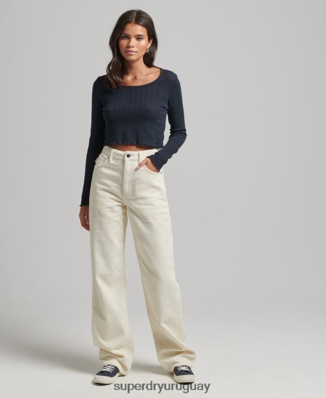 uy Superdry mujer pantalones anchos vintage de pana crema DT2N8Z2587 ropa