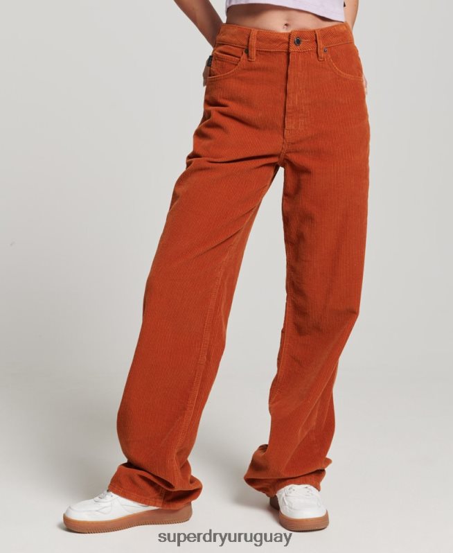 uy Superdry mujer pantalones anchos vintage de pana marrón DT2N8Z2570 ropa