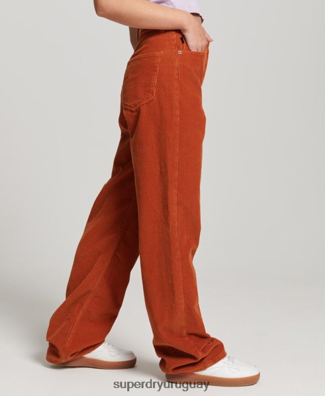 uy Superdry mujer pantalones anchos vintage de pana marrón DT2N8Z2570 ropa