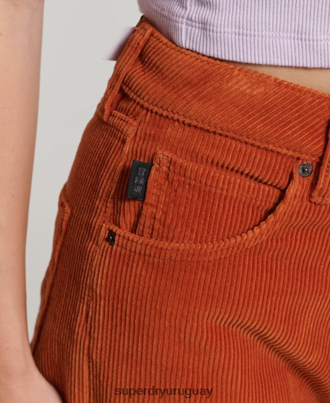 uy Superdry mujer pantalones anchos vintage de pana marrón DT2N8Z2570 ropa