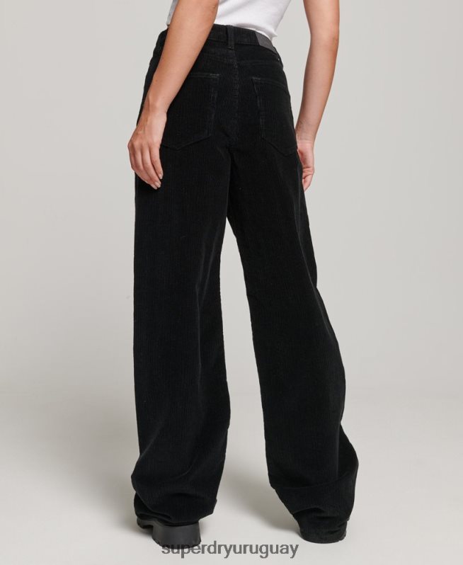 uy Superdry mujer pantalones anchos vintage de pana negro DT2N8Z2577 ropa