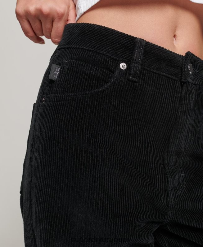 uy Superdry mujer pantalones anchos vintage de pana negro DT2N8Z2577 ropa