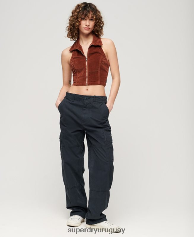 uy Superdry mujer pantalones cargo baggy de algodón orgánico Armada DT2N8Z2566 ropa
