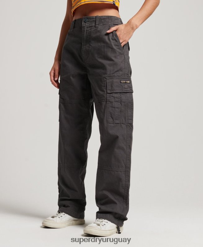 uy Superdry mujer pantalones cargo baggy de algodón orgánico gris oscuro DT2N8Z2589 ropa