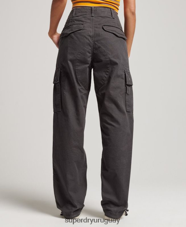 uy Superdry mujer pantalones cargo baggy de algodón orgánico gris oscuro DT2N8Z2589 ropa