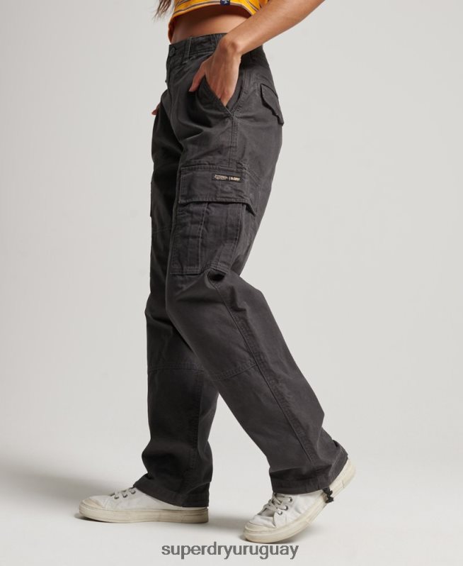 uy Superdry mujer pantalones cargo baggy de algodón orgánico gris oscuro DT2N8Z2589 ropa