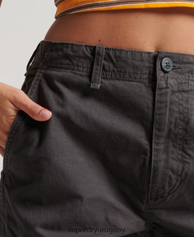 uy Superdry mujer pantalones cargo baggy de algodón orgánico gris oscuro DT2N8Z2589 ropa