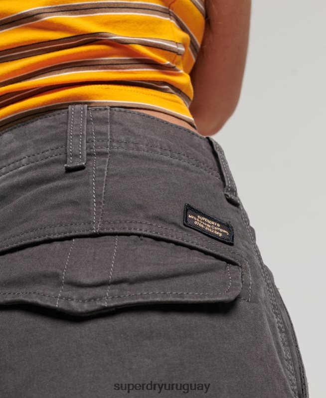 uy Superdry mujer pantalones cargo baggy de algodón orgánico gris oscuro DT2N8Z2589 ropa