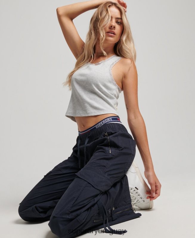 uy Superdry mujer pantalones cargo de tiro bajo y pernera ancha Armada DT2N8Z2103 ropa