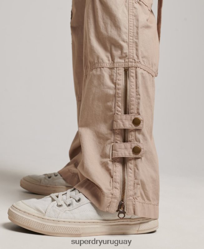 uy Superdry mujer pantalones cargo de tiro bajo y pernera ancha crema DT2N8Z2001 ropa