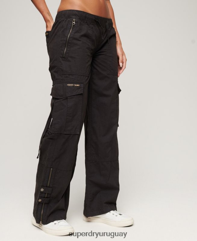 uy Superdry mujer pantalones cargo de tiro bajo y pernera ancha gris oscuro DT2N8Z1963 ropa