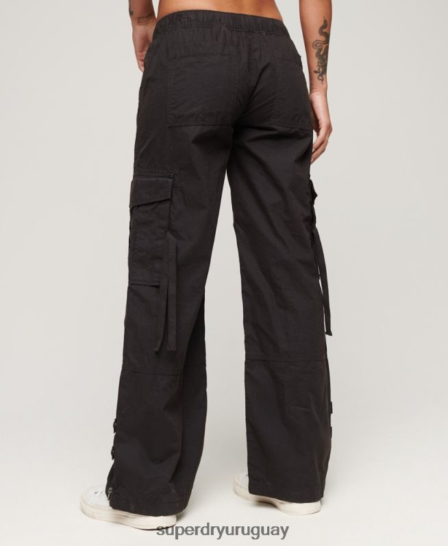 uy Superdry mujer pantalones cargo de tiro bajo y pernera ancha gris oscuro DT2N8Z1963 ropa