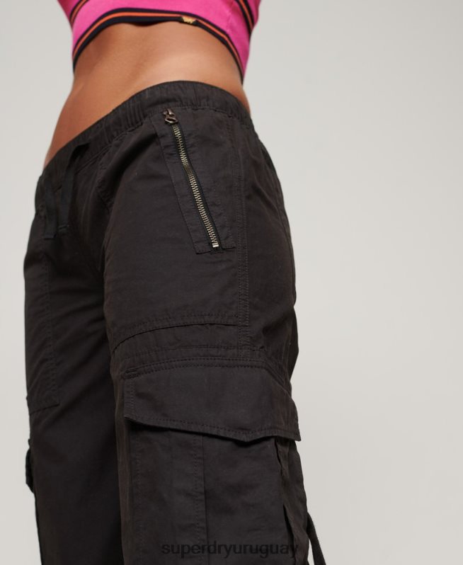 uy Superdry mujer pantalones cargo de tiro bajo y pernera ancha gris oscuro DT2N8Z1963 ropa