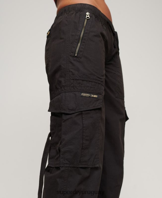 uy Superdry mujer pantalones cargo de tiro bajo y pernera ancha gris oscuro DT2N8Z1963 ropa