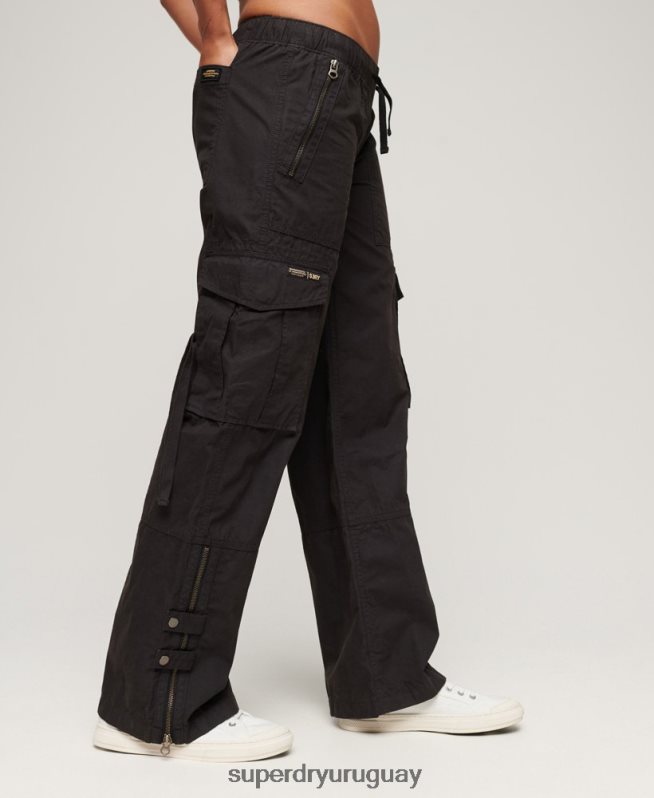 uy Superdry mujer pantalones cargo de tiro bajo y pernera ancha gris oscuro DT2N8Z1963 ropa