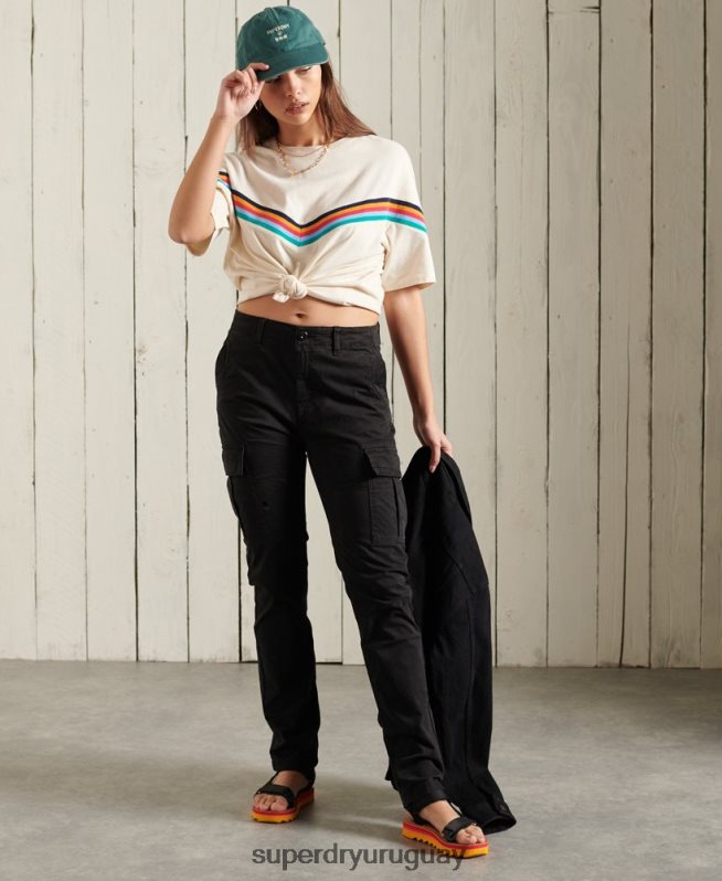 uy Superdry mujer pantalones cargo delgados negro DT2N8Z2606 ropa