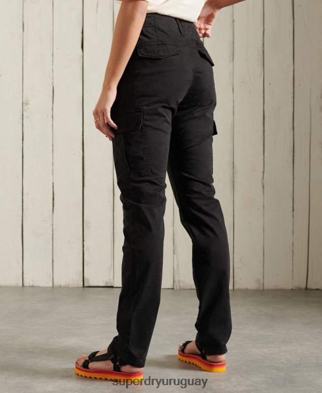 uy Superdry mujer pantalones cargo delgados negro DT2N8Z2606 ropa