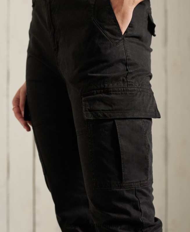 uy Superdry mujer pantalones cargo delgados negro DT2N8Z2606 ropa