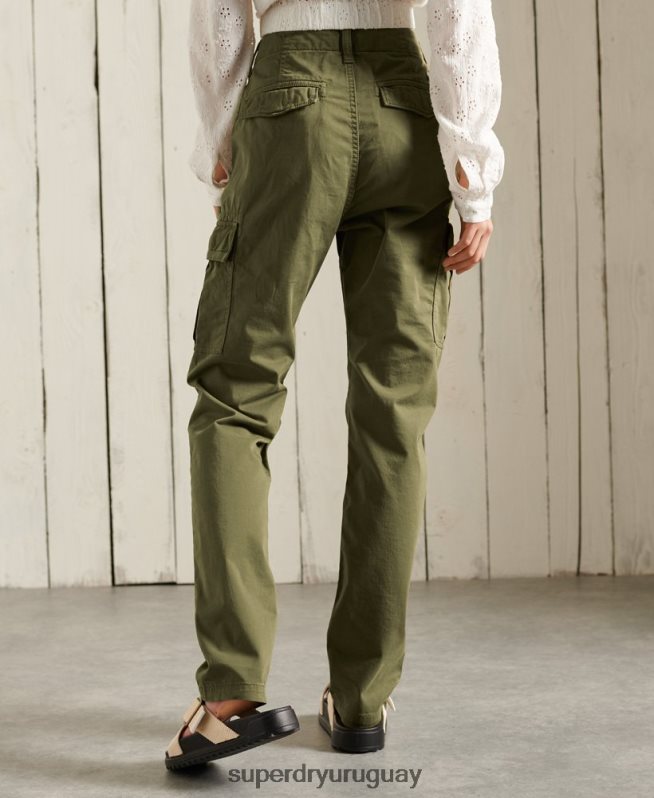 uy Superdry mujer pantalones cargo delgados verde DT2N8Z2605 ropa