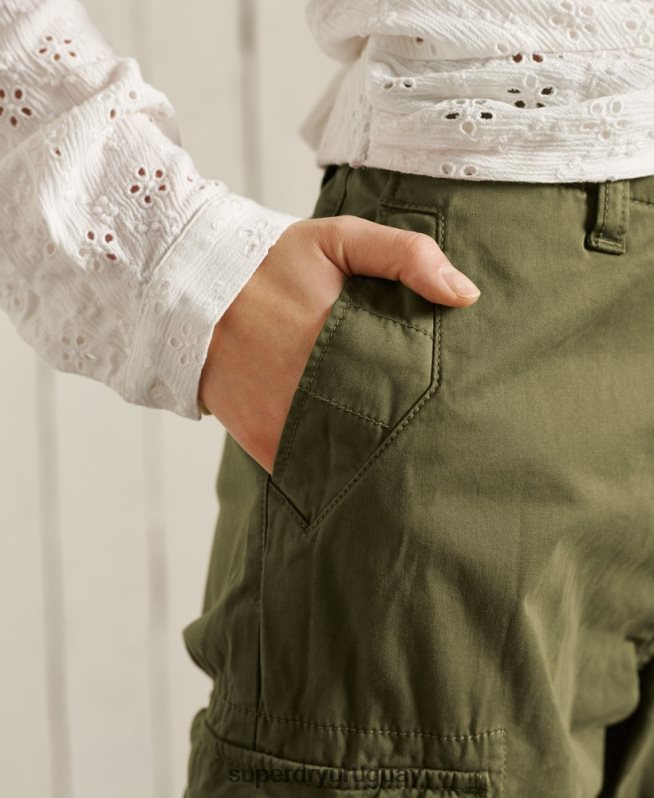 uy Superdry mujer pantalones cargo delgados verde DT2N8Z2605 ropa