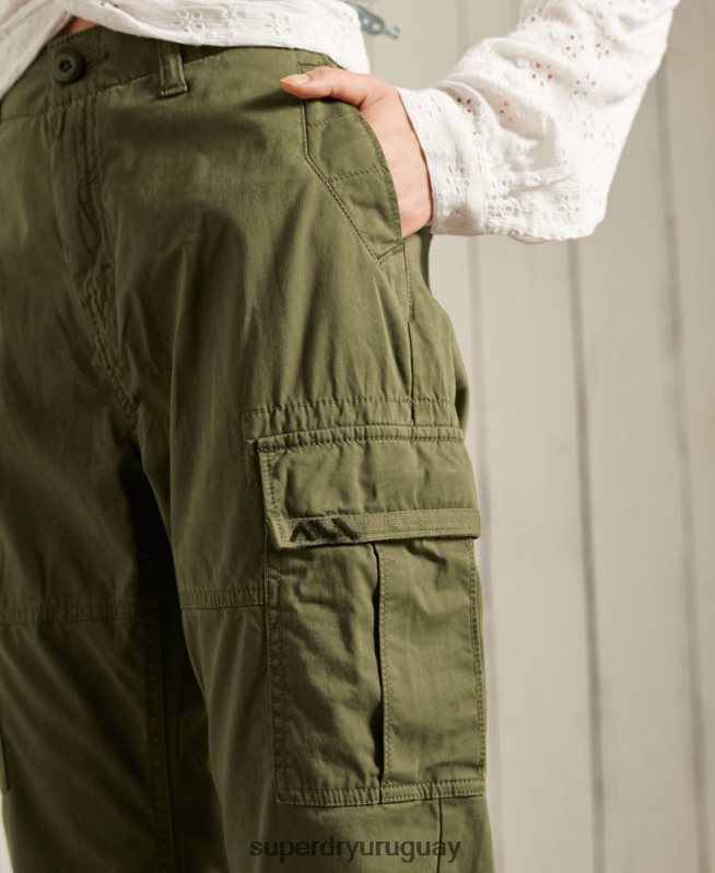 uy Superdry mujer pantalones cargo delgados verde DT2N8Z2605 ropa