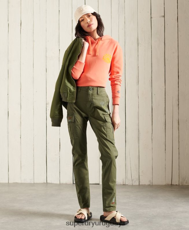 uy Superdry mujer pantalones cargo delgados verde DT2N8Z2609 ropa
