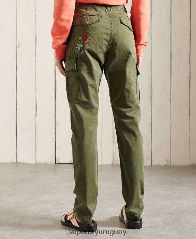 uy Superdry mujer pantalones cargo delgados verde DT2N8Z2609 ropa