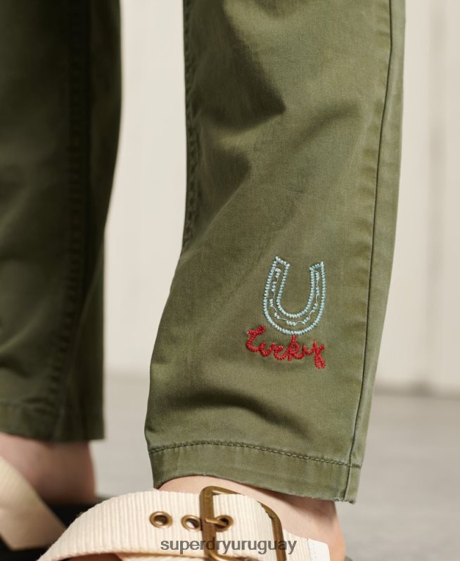 uy Superdry mujer pantalones cargo delgados verde DT2N8Z2609 ropa