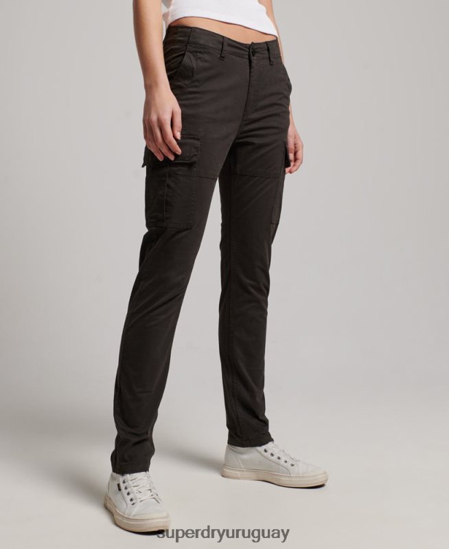 uy Superdry mujer pantalones cargo slim de algodón orgánico negro DT2N8Z2581 ropa