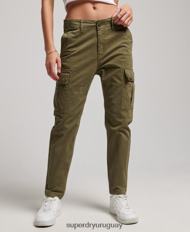 uy Superdry mujer pantalones cargo slim de algodón orgánico verde DT2N8Z2569 ropa