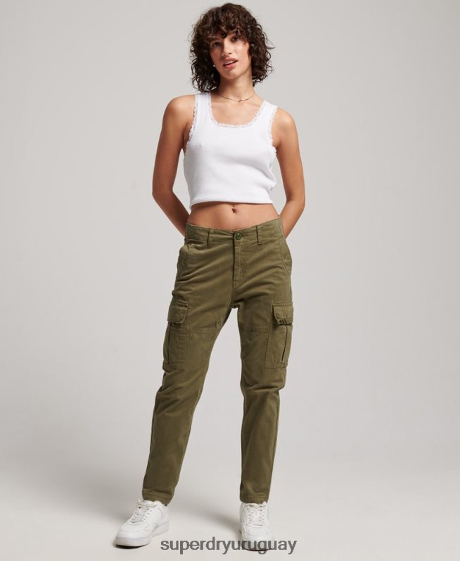 uy Superdry mujer pantalones cargo slim de algodón orgánico verde DT2N8Z2569 ropa