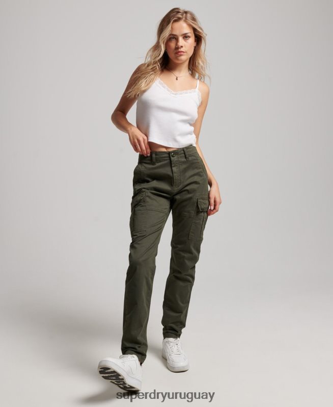 uy Superdry mujer pantalones cargo slim de algodón orgánico verde DT2N8Z2574 ropa