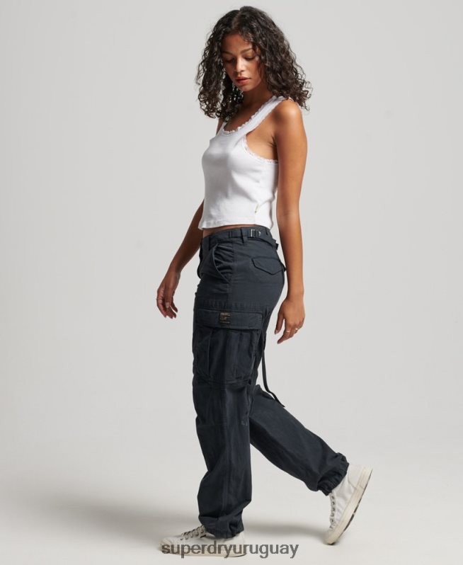 uy Superdry mujer pantalones cargo vintage de tiro bajo Armada DT2N8Z2273 ropa