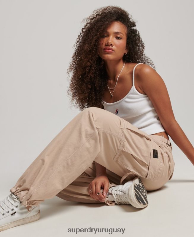 uy Superdry mujer pantalones cargo vintage de tiro bajo marrón DT2N8Z2036 ropa