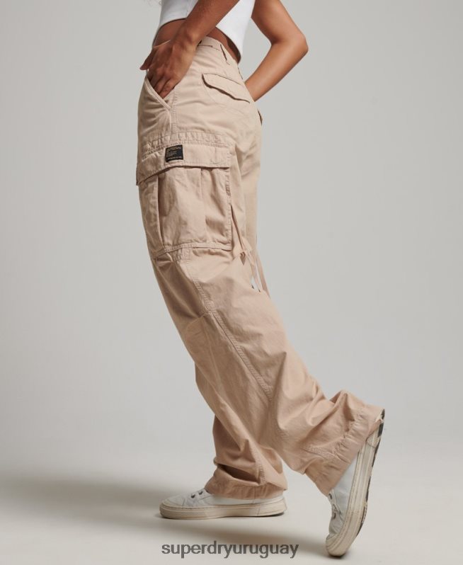 uy Superdry mujer pantalones cargo vintage de tiro bajo marrón DT2N8Z2036 ropa
