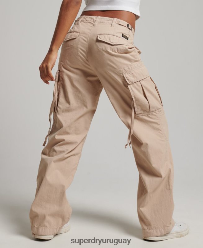 uy Superdry mujer pantalones cargo vintage de tiro bajo marrón DT2N8Z2036 ropa