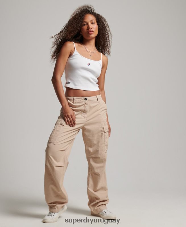 uy Superdry mujer pantalones cargo vintage de tiro bajo marrón DT2N8Z2036 ropa